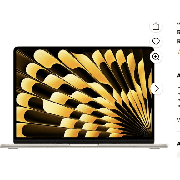 Restored Apple 13-inch MacBook Air: Apple M3 chip with 8-core CPU and 8-core GPU, 8GB, 256GB SSD - Starlight