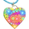 Light Up Flashing Tie Dye Heart LED Necklace