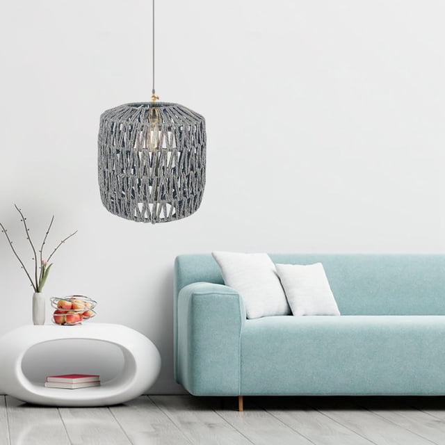 Lámpara colgante tejida Colco Retro Gris Pantalla tejida