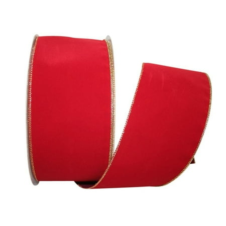 UPC: 0840108863967 | Jam Paper Velvet Ribbon  4 Inches X 50 Yards  Scarlet & Gold & Gold  1/Pack