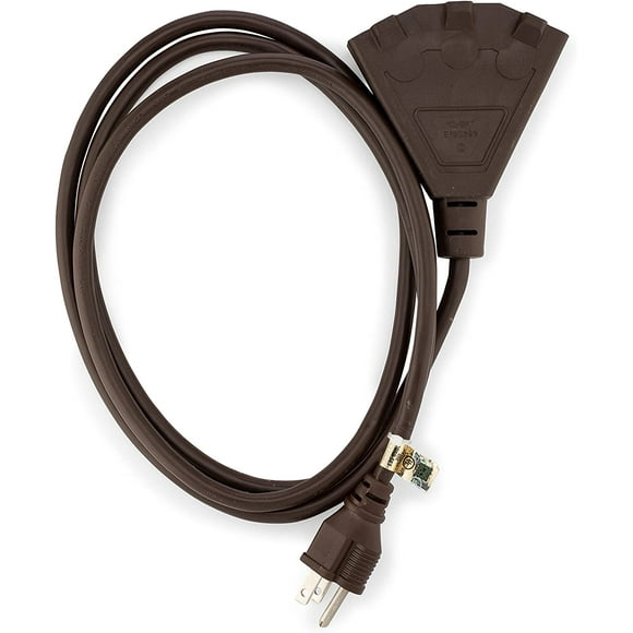 SHIQI-Holiday Lighting Outlet 6 ft. 16/3 SJTW Indoor Outdoor Extension Cord, Brown, 3 Outlets, 3 Prong - UL Listed