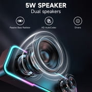 DAYBETTER Bluetooth Computer Speakers, PC Sound Bar with Deep Bass for Desktop Monitor, Colorful LED Lights, Switch Button USB Powered for Computer Desktop PC Laptop