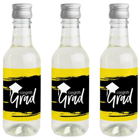 Yellow Grad - Best is Yet to Come - Mini Wine and Champagne Bottle Label Stickers - Yellow Graduation Party Favor