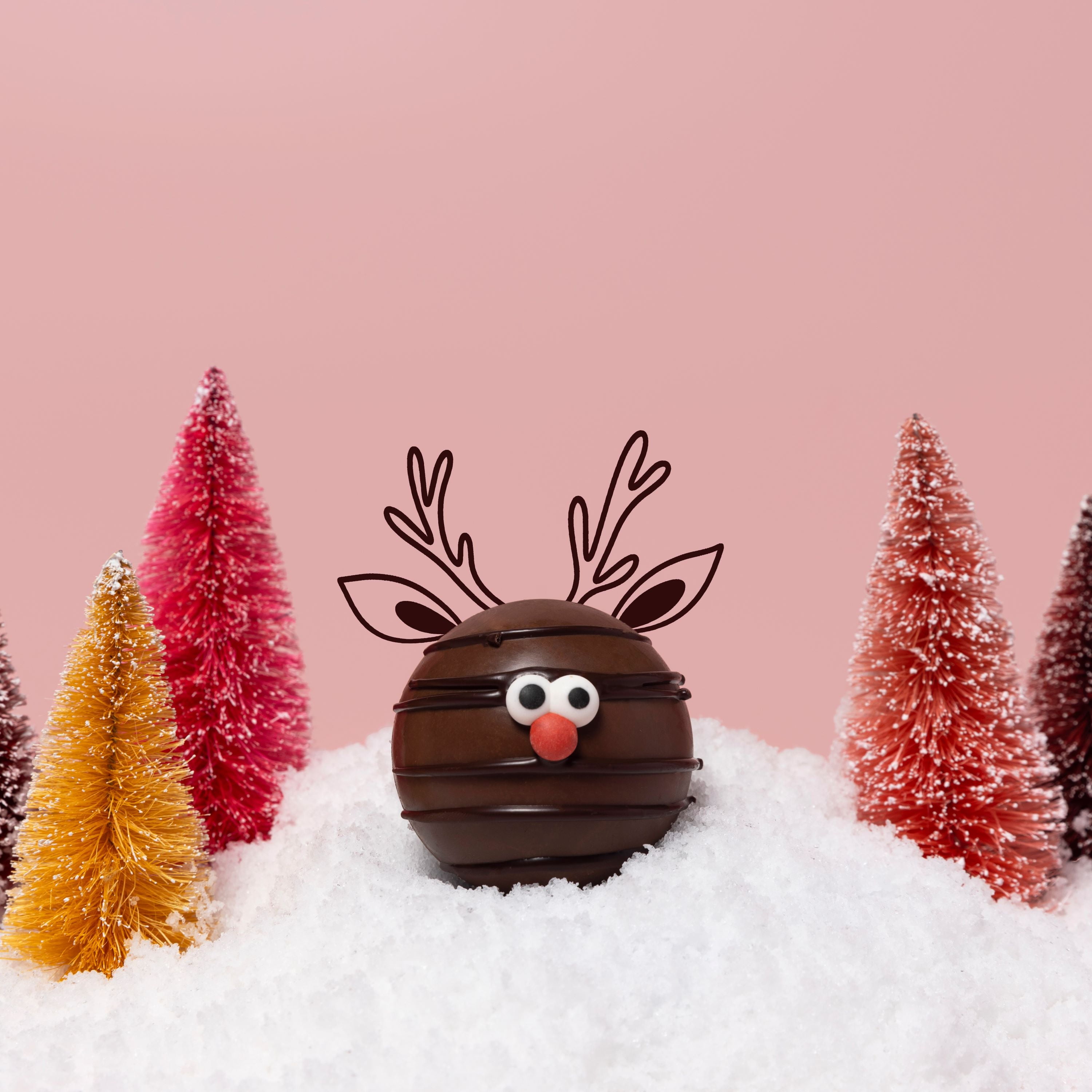 (2 pack) Maud Borup Milk Chocolate Reindeer Hot Cocoa Bomb with Mini Marshmallows,1.2 oz, Seasonal Holiday Treat & Gift