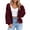 Dark Red, variant on Women's Chunky Knit Cardigan, Short Oversized Long-Sleeve Sweater with Deep V-Neck, Open Button Front and Solid Color Design