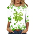 thumbnail image 2 of Meichang St Patrick's Day St Patricks Day T-Shirts pour Femmes Vert Trèfle Graphiques Manches 3/4 Tops Irlandais Chanceux Col Rond Décontracté T-Shirts Amples Vacances, 2 of 5
