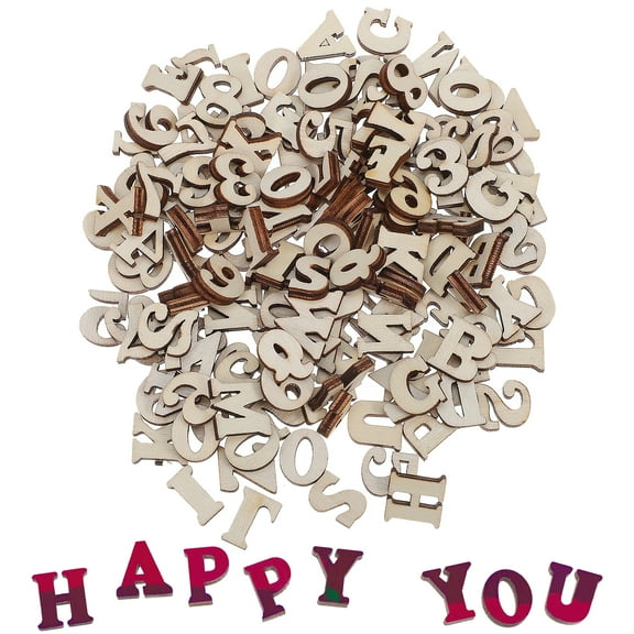 204 Pcs Wood Color Alphanumeric Table Decorations Letter Puzzle Kids Counting Number Wooden Letters For Crafts