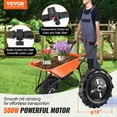 thumbnail image 2 of VEVOR Electric Wheelbarrow Cart,500W Powered Utility Garden Wagon Dump Cart, 5 Cu. Ft. Load & 330 lbs Capacity with Metal Handle & 16" Track Wheels, One Wheel Barrow Yard Cart & Wagons for Lawn Farm, 2 of 9