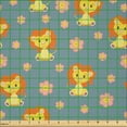 thumbnail image 2 of Ambesonne Yellow and Gray Fabric by the Yard Microfiber, Lions and Flower, 1 Yard, Dark Orange Blush, 2 of 2
