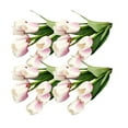 thumbnail image 1 of Naiovety 4X flores artificiales Real ramo falso boda tulipanes flor decorativa planta jardín arreglo Decoración Decoración blanco rosa, 1 of 6