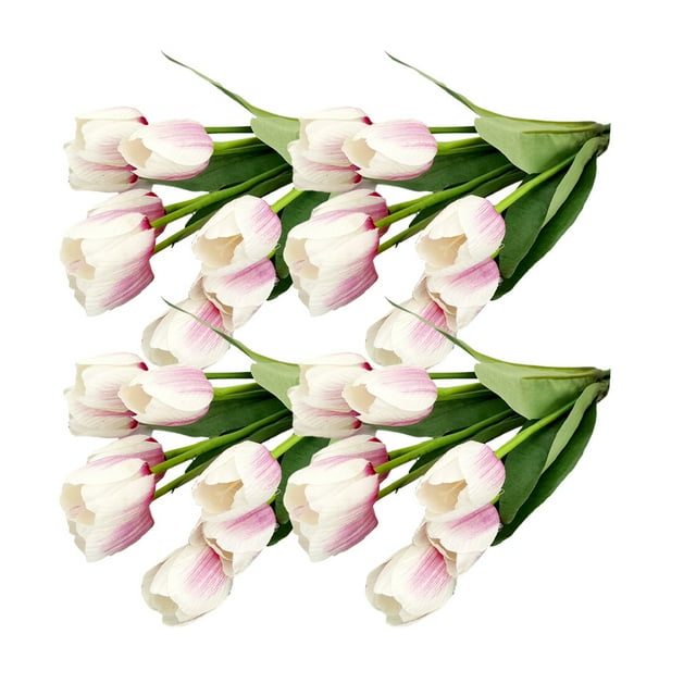 Naiovety 4X flores artificiales Real ramo falso boda tulipanes flor decorativa planta jardín arreglo Decoración Decoración blanco rosa