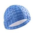 thumbnail image 4 of Tapa de natación con abrigo PU para adultos para hombres, impermeables, sin deslizamiento, mantenga el cabello seco fácil de ponerse y apagar sombrero Azul, 4 of 8