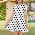 thumbnail image 3 of XADYUY Girls Dresses Casual A-Line Sleeveless Toddler Skater Polka Dot Twirl Crew Neck Swing kids sundresses girls 4-16,White 7-8 Years, 3 of 6