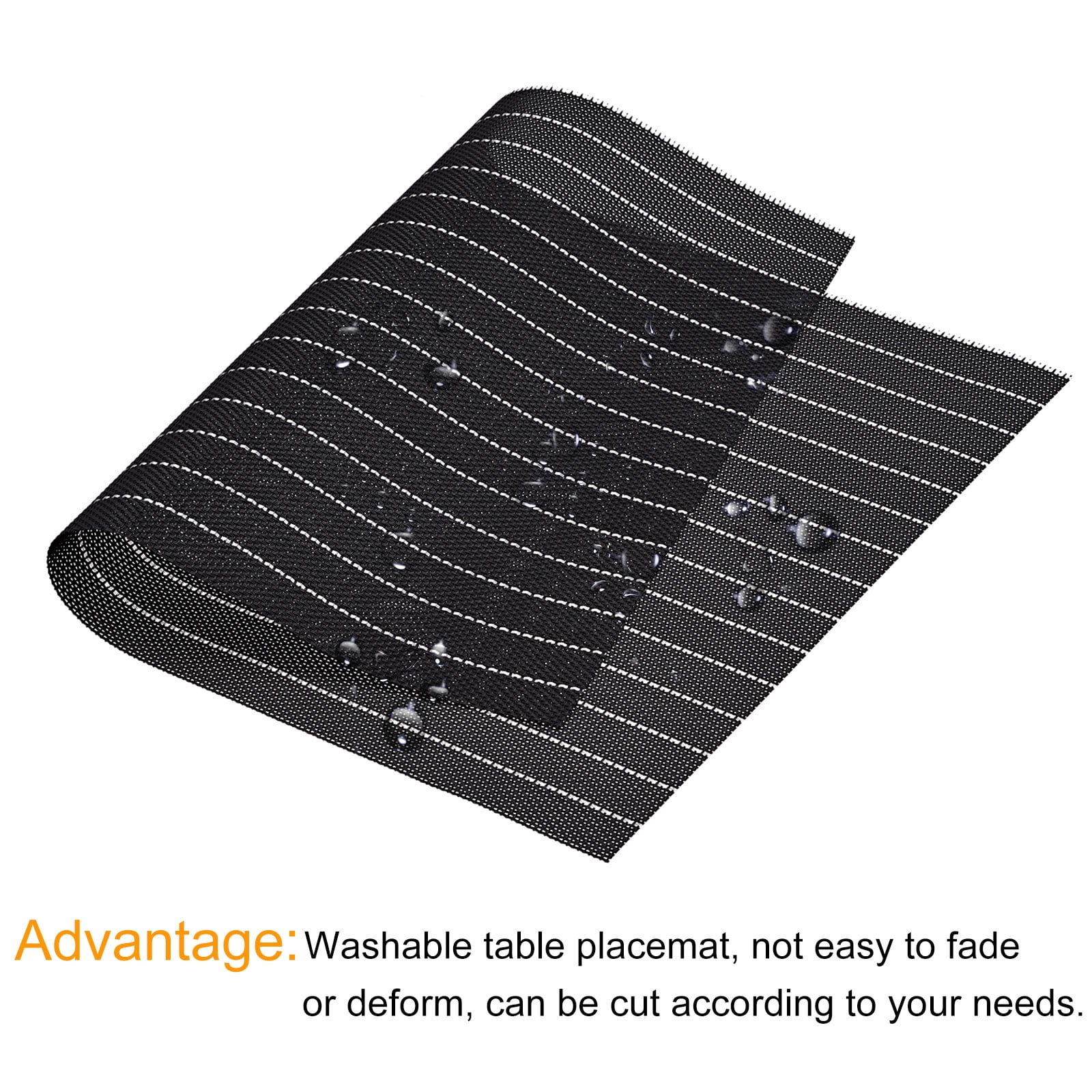 Unique Bargains PVC Washable Woven Place Mats for Dining Tables Black 450x300mm 2 Pcs