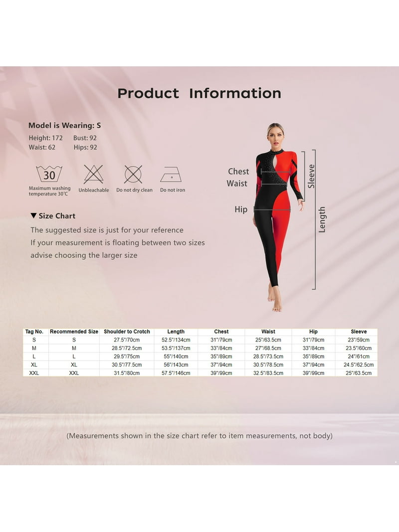 TiaoBug Womens Full Body Gymnastics Leotard Long Sleeve Skating