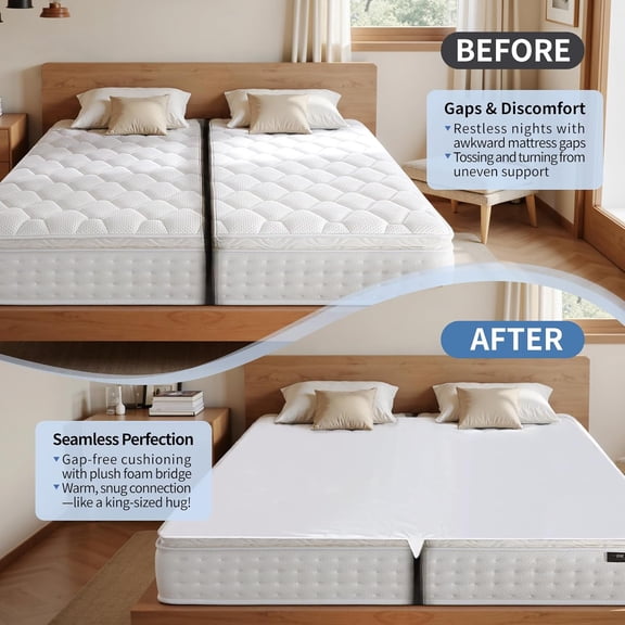 Upgrade 3-in-1 Bed Bridge, Twin to King Bed Converter with Sheet Strap Set, Split King Gap Filler, Removable$$Home Decor, Kitchen, & Other