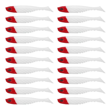 White 20-piece Soft Bait Worms 7cm Fishing Lures with T-Tail Silicone Artificial Bait for Anglers Color