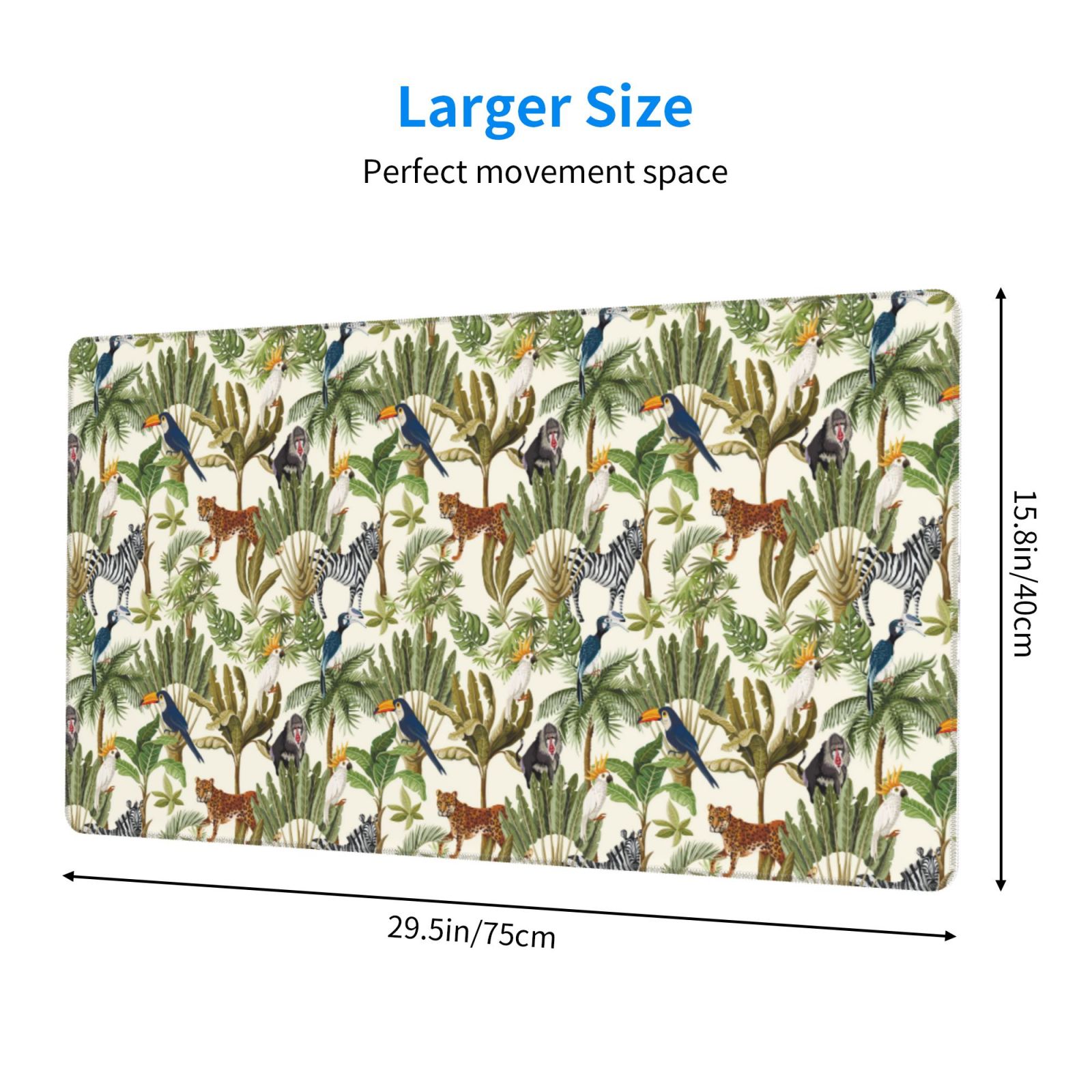 Kdxio Jungle Animals Print Large Gaming Mouse Pad,Non-Slip Base,Water Resist Keyboard Pad for Gamer,Office & Home,29.5 x 15.8 in