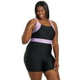 thumbnail image 5 of Sporti Plus Size Colorblock Unitard One Piece Swimsuit, High Cut, Removable Cup (Women's Plus), 5 of 11