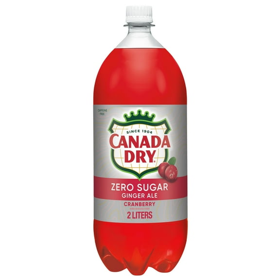 Canada Dry Caffeine Free Zero Sugar Cranberry and Ginger Ale Soda Pop, 2 L, Bottle