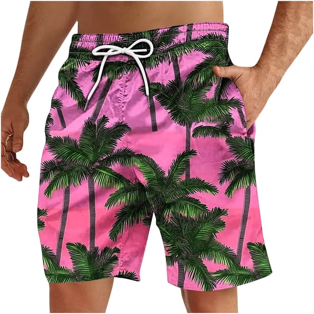 Pantalones Cortos Casuales de los Hombres Impresos Pantalones de Playa con Cordón de Bolsillo Deportivos, Poliéster Ligero para Primavera Verano Al Aire Libre Y Diario