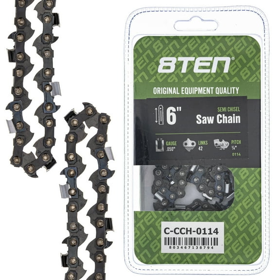 Semi Chisel Chainsaw Chain 6 inch .050 1/4 42 DL for Worx Makita Black & Decker 810-CCC2336H