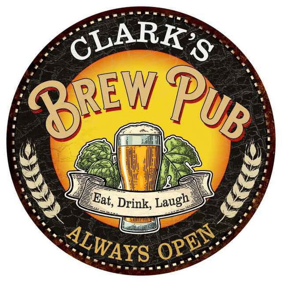 CLARK'S Beer Pub Man Cave Metal Sign Home Wall Decor 14 inch Round 100140025140