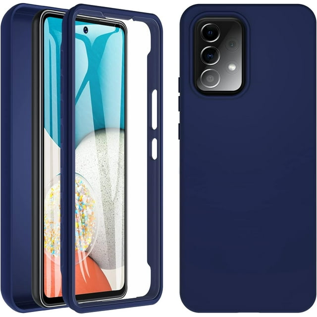 GHSDFBB Samsung A53 5G Case, Samsung A53 Case, Full Body Heavy Duty Bumper Case with Built-in Screen Protector Shockproof Dustproof Protective Phone Cover for Samsung Galaxy A53 5G Case (Navy Bl