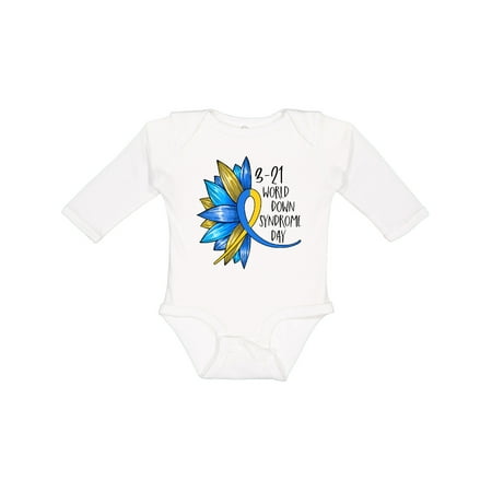 

Inktastic 3-21 World Down Syndrome Day Ribbon and Sunflower Gift Baby Boy or Baby Girl Long Sleeve Bodysuit