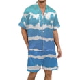 thumbnail image 1 of Men's Gradient Printed Satin Short Sleeve Button Up Pajama Loungewear Set for Comfortable Sleep and Relaxation at Home, 1 of 4