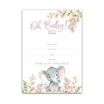 PINK ELEPHANT Baby Shower INVITATIONS  Pack of 25  Floral BABY GIRL Blank Fill-in Baby Shower INVITES, Oh Baby, Its a Girl, BABY ELEPHANT GIRL Baby Shower Invite Little Peanut Invitation I530-INV1