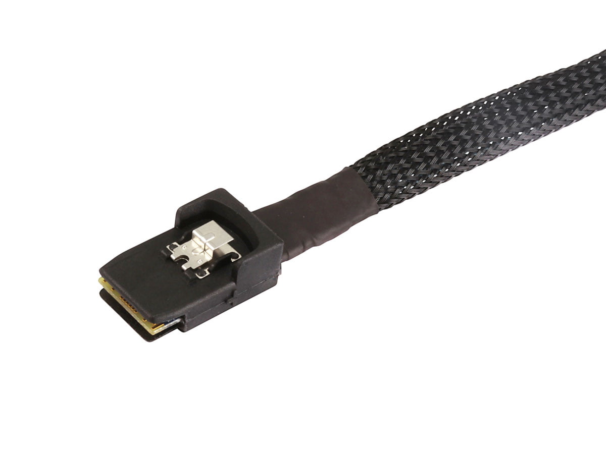 x4 Monoprice 0.5m 30AWG Internal Mini SAS 36pin Black 108186 Male w/ Latch to SATA 7pin Female Forward Breakout Cable SFF-8087 