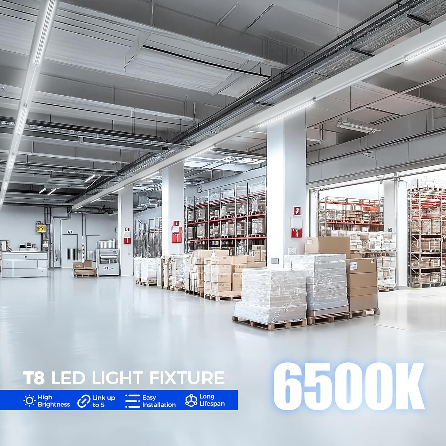 Barrina 2-Pack T8 LED Shop Lights 4FT 50W 7000LM 6500K ‎Super Bright White Clear Cover Ceiling V-Shape Shop Light Fixture Garage Warehouse Basement Workshop ETL Listed