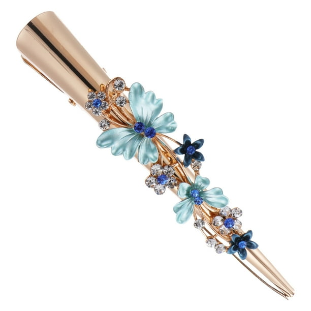 Pinza de pelo delicada Diseño de flores vintage Barrettes Aleación Pinza de pico de pato grande
