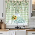 thumbnail image 3 of Swag Valance Curtains for Windows, Watercolor Floral Light Filtering Kitchen Curtains, Spring Flowers Leaves Botanical Green Plaid Window Treatment Valances for Living Room, 36x45 - 2 PCS, 3 of 9