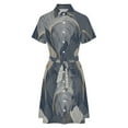 thumbnail image 5 of Elegant Gold Leaf Navy Pattern Womens Shirt Dresses Women'S Short Sleeve Dress Turn-Down Collar Dress A Line Casuall Dress Oversize(XS-6XL), 5 of 7