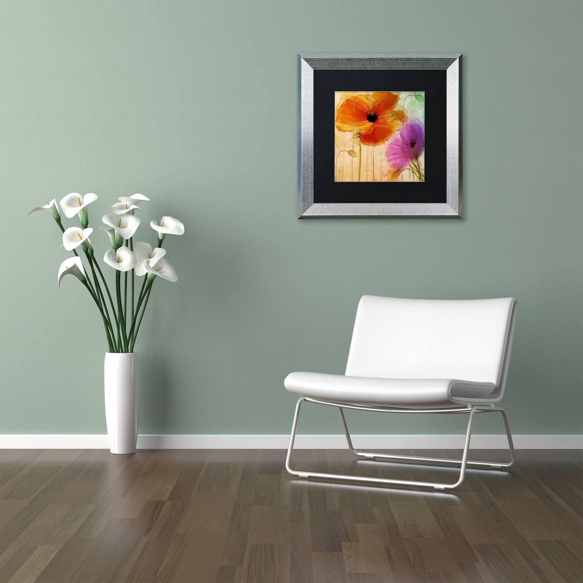 Trademark Fine Art "Penchant For Poppies II" Canvas Art by Color Bakery Black Matte, Silver Frame