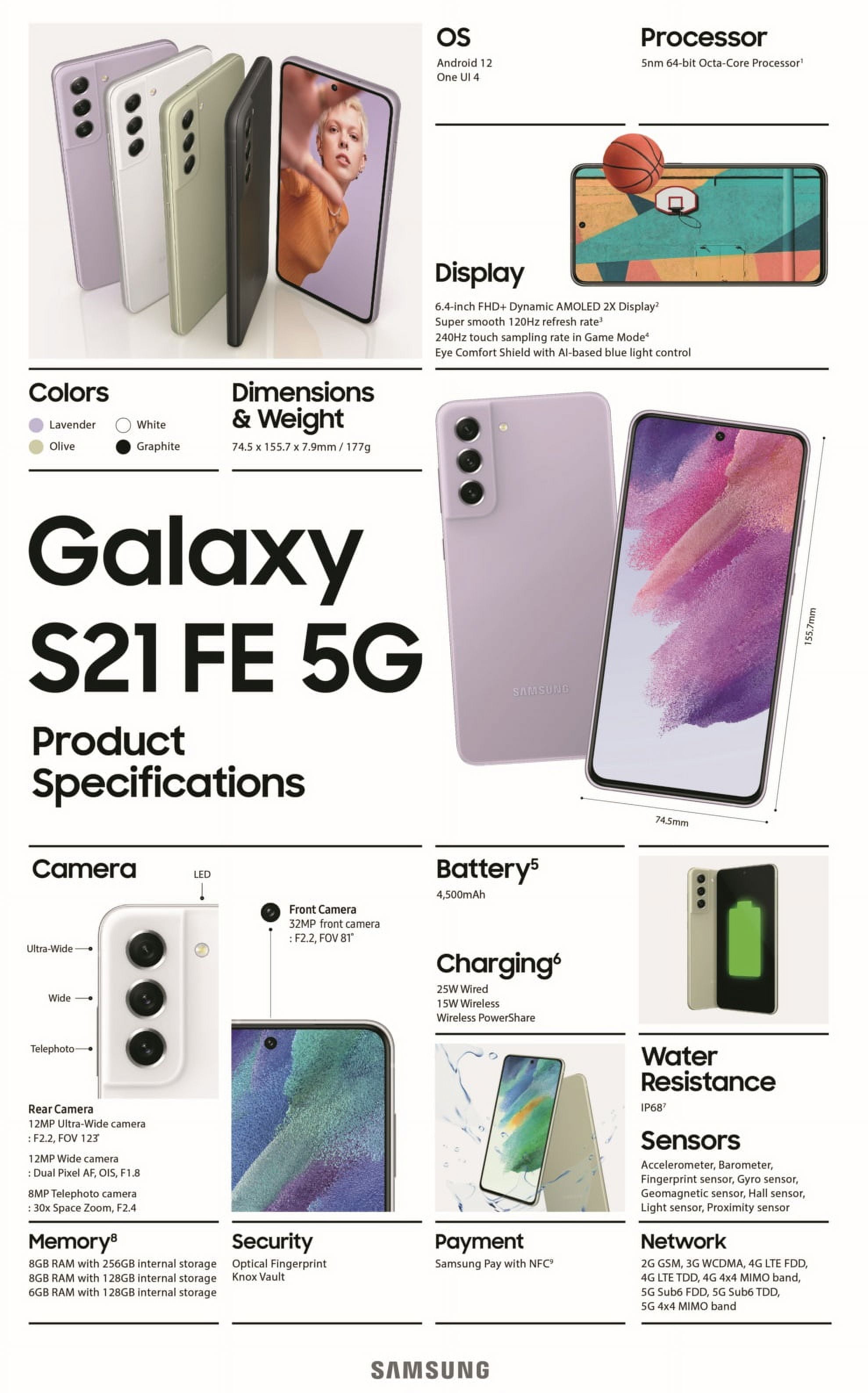 Restored Samsung Galaxy S21 FE 5G 128GB Lavendar Verizon only- (Refurbished)