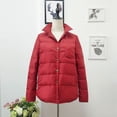 thumbnail image 1 of Chaqueta corta ligera de plumón de pato blanco con cuello de camisa artístico para mujer, de color liso, con cuello cuadrado, combinable con todo, 1 of 6