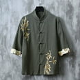 thumbnail image 4 of Hpapadks Mens Shirt Half Sleeve Mandarin Collar with Disk Buttons Solid Blouses Loose Mens Dress Shirts Green XL, 4 of 6