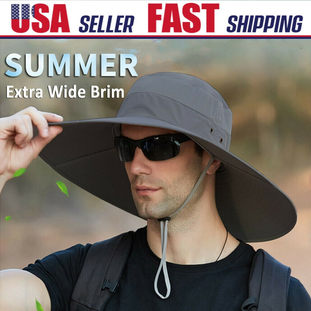Men Big Wide Brim Bucket Hat UPF 50+ 
