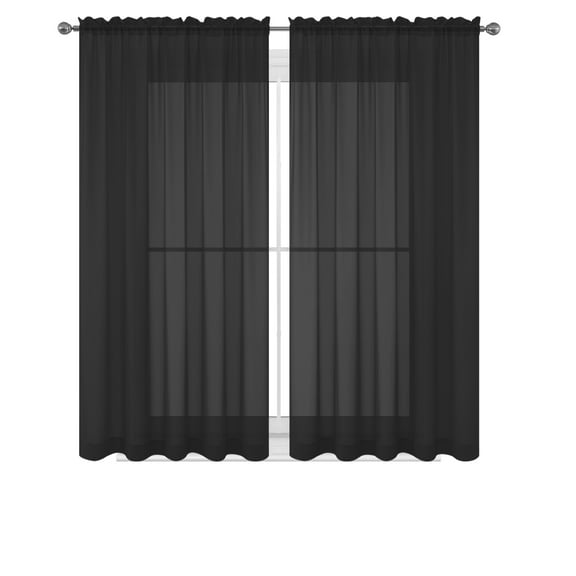 WPM 60 x 63-Inches Sheer Window Elegance Curtains/drape/panels/treatment, Black