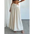 thumbnail image 5 of Women's High Waist Ruched Waist A Line Maxi Skirt with Pockets, Flared Long Skirt, Versatile Casual Skirt for Daily and Vacation Outfits, 5 of 6