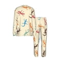 thumbnail image 4 of Mens Long Sleeve Pajamas Round Neck Pjs Set Soft Loungewear with Pockets, Lizards Lizard Pattern, 4 of 6