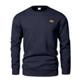 thumbnail image 5 of ASDFVBKG Men's Casual Crewneck Sweatshirts Long Sleeve Cozy Quilted T-Shirts Dressy Pullover Loose Fit Tops Solid Color Vacation Outfits Navy S, 5 of 6