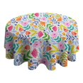 thumbnail image 4 of Pioneer Flower Floral Print Pattern Round Tablecloth 60"x60",Wrinkle Wipeable Table Cloth for Kitchen Dining Room Picnic Patio Party, 4 of 6