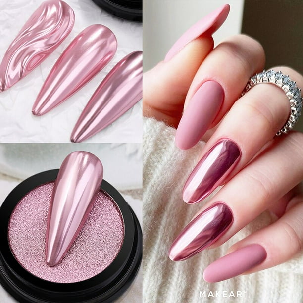 Polvo de uñas de espejo Moonlight, pigmento de efecto metálico fino de brillo plateado, esmalte de Gel UV, polvo cromado, decoraciones de uñas Aurora, 1 caja