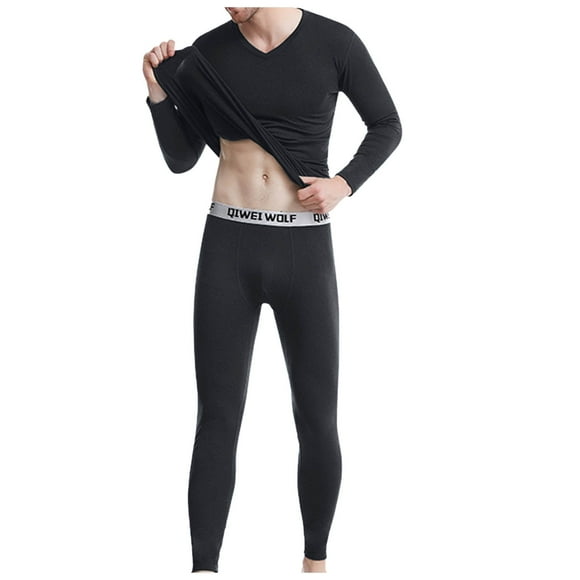 Ediodpoh Men's Suits Men Stretch Slim Fit Reversible Thermal Underwear Set Two Piece Sets for Men Grey L