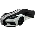 thumbnail image 2 of C8 Corvette Ultraguard Stretch Satin Indoor Car Cover - The Ultimate HIGH END Custom Fit for 2020-2023 Stingray, Z06, Z51 Black with Gray Stripes, 2 of 9
