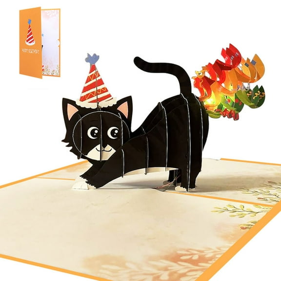 3D Rainbow Cat Birthday Card with Sound and Light Greeting Cards Fun and Unique for Kids Daughter